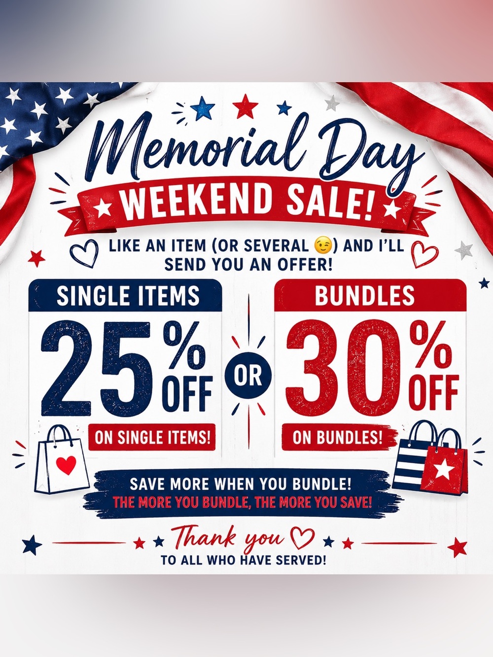 🇺🇸 Memorial Day Weekend Sale | 25% Off Singles + 30% Off Bundles!